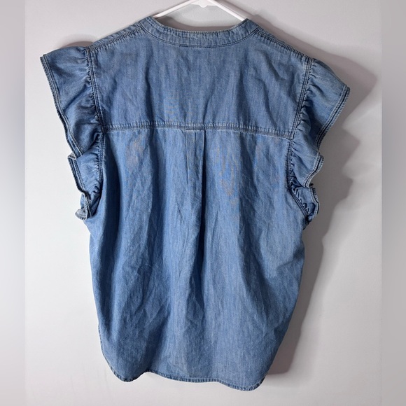 Chaps Denim Button-Up Shirt With Ruffles - Picture 4 of 4